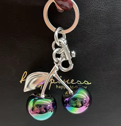 Gradient Cherry Bag Charm – Fashion Pendant for Handbags, Shoulder Bags & Keyrings - dinternoscia